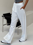 Front view of model wearing  front Princess Polly High Waisted Pants  Kacey Pants White