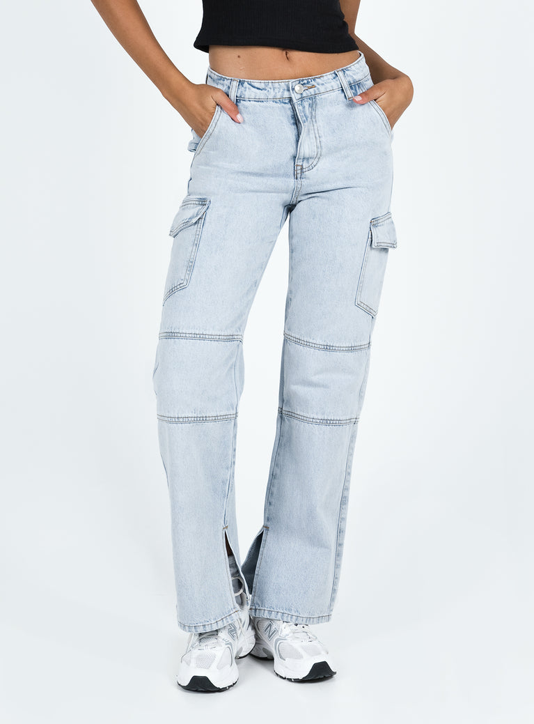 product Princess Polly High Waisted  Katey Jeans Light Wash Denim