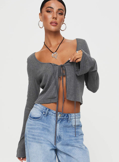 product Princess Polly Full Sleeves Scoop Neck  Barbaro Long Sleeve Top Slate Grey