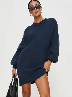 product Princess Polly High Neck High Neck High Neck  Harmony Knit Mini Dress Navy