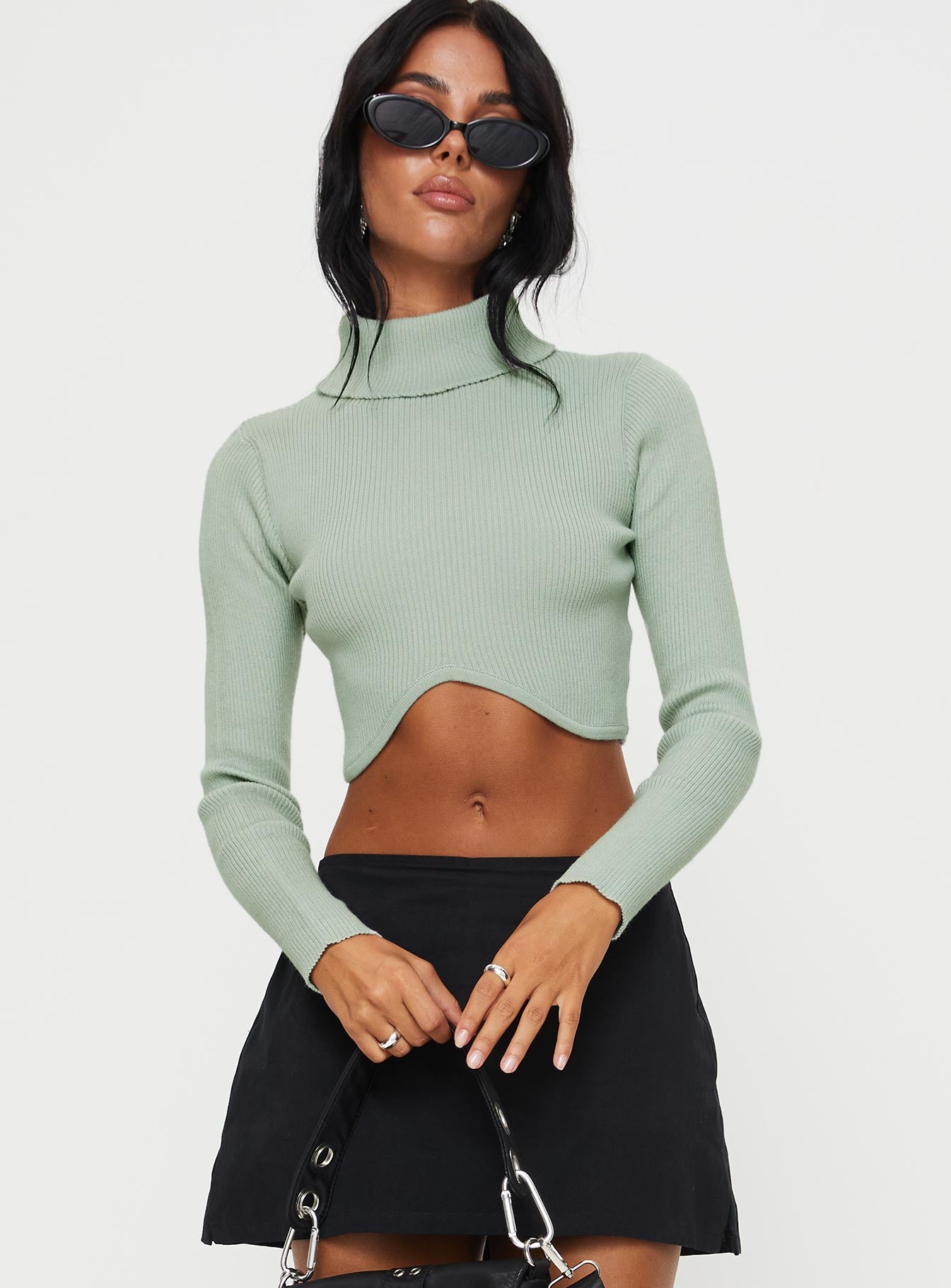 product Princess Polly Full Sleeves High Neck  Caplick Long Sleeve Top Green