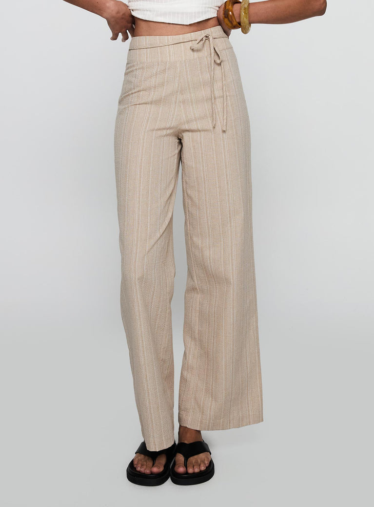 Rush Hours Tie Up Pants Beige