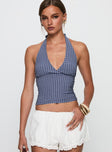 Whimsy Halter Top Navy Gingham