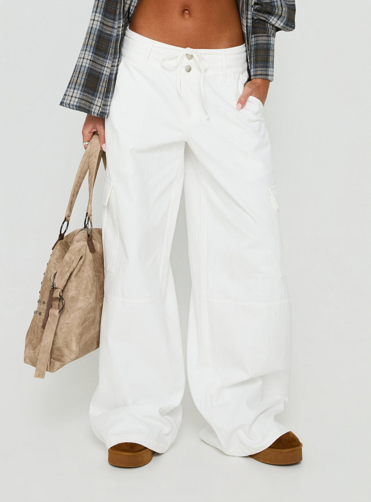Laurella Cargo Tie Waist Trousers White