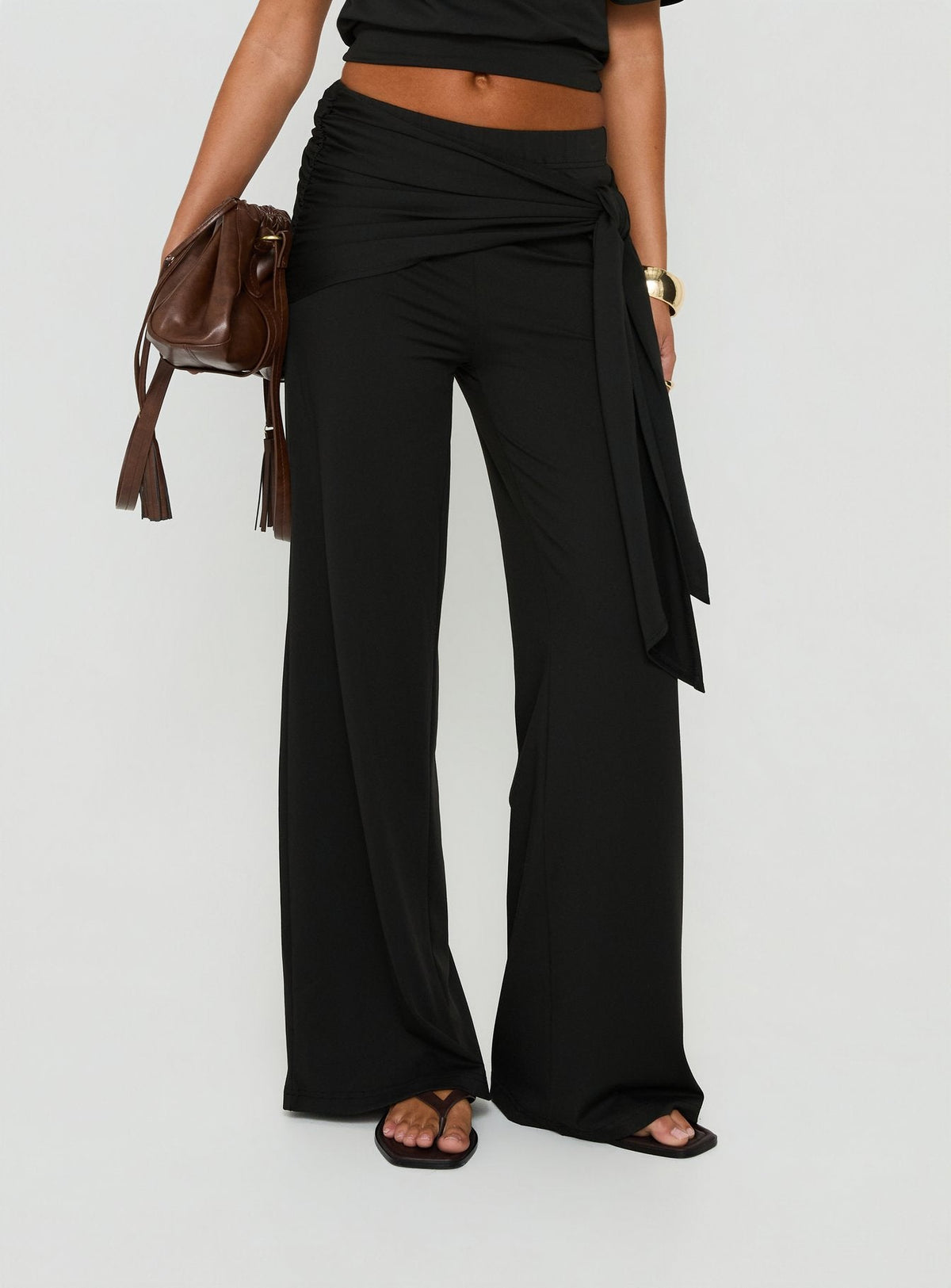 Hadlia Tie Waist Trousers Black