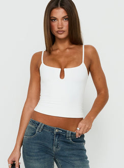 Daily Define Keyhole Cinched Vest Top White