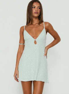Feel The Vibrations Pailletten-Minikleid Blau
