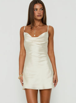 Laytonn Cowl Neck Satin-Minikleid Champagner