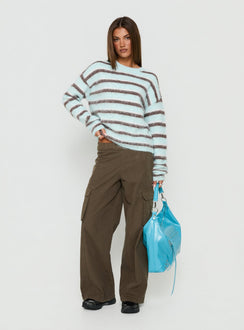 Zionie Knit Jumper Aqua / Brown Stripe