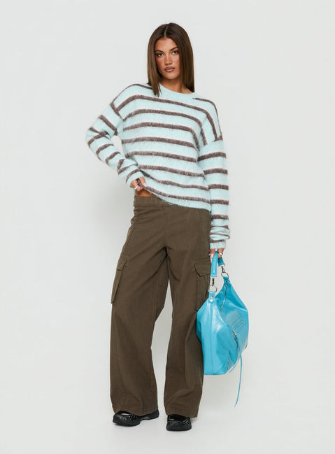 Zionie Knit Jumper Aqua / Brown Stripe