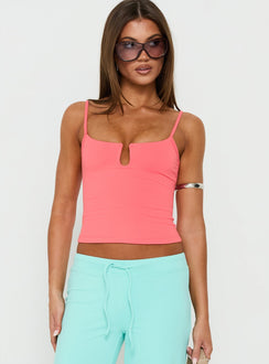 Daily Define Keyhole Cinched Vest Top Coral