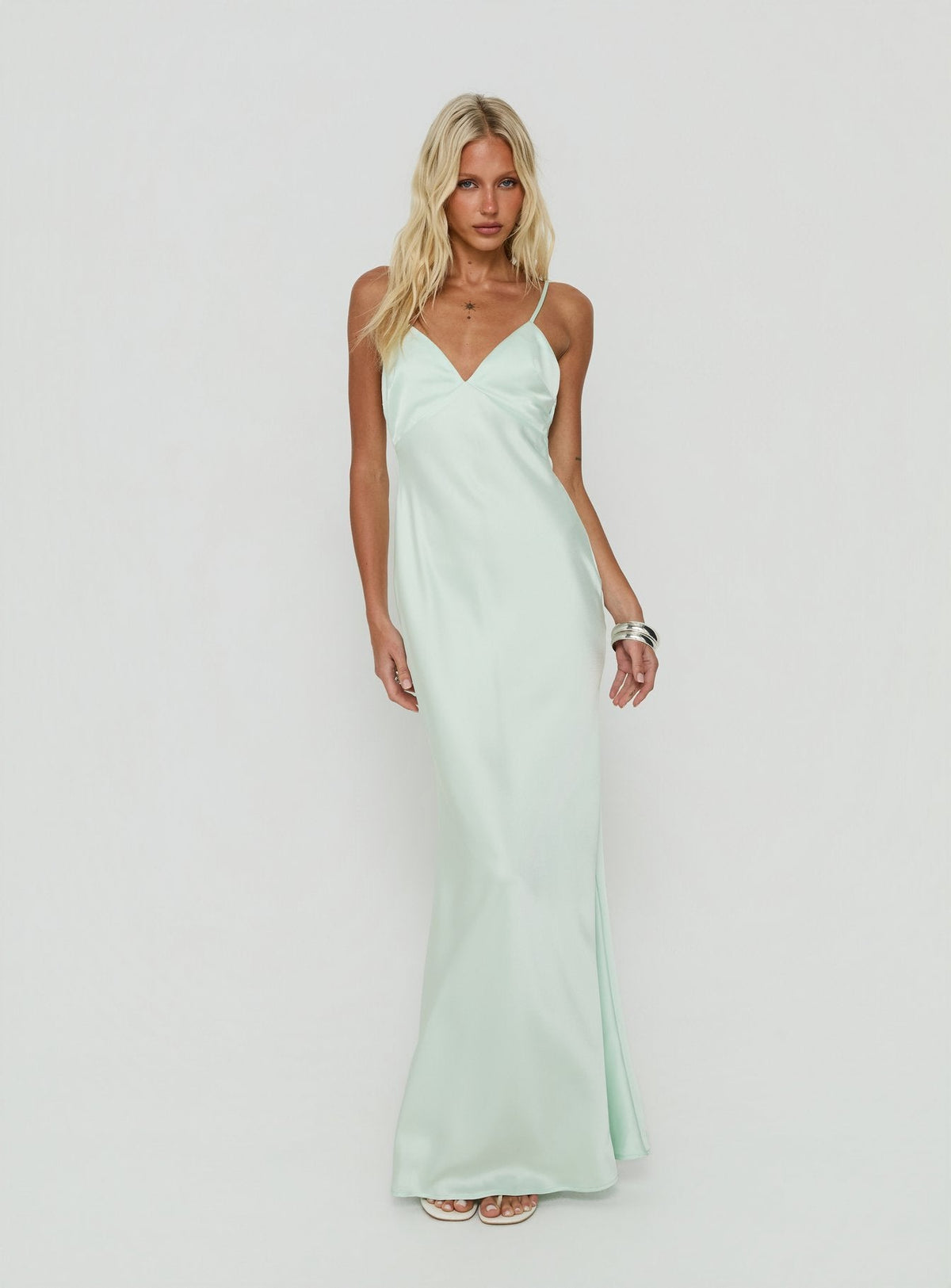 Flip A Switch Satin-Spitzen-Unterkleid Maxikleid Mint