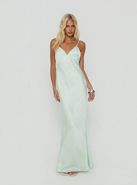 Flip A Switch Satin-Spitzen-Unterkleid Maxikleid Mint