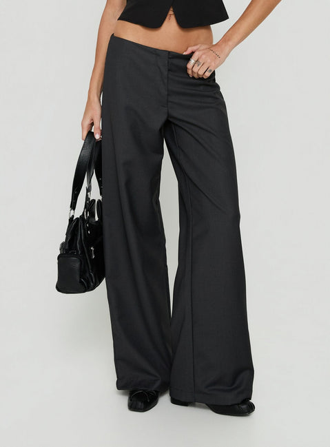 Agazia No Waist Low Rise Straight Trousers Grey