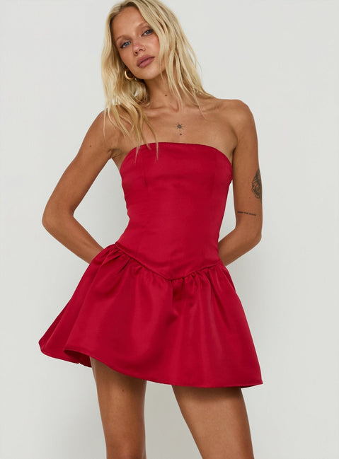 Soft Bloom Drop Waist trägerloses Mini-Kleid mit tief sitzender Taille und Blumenmuster