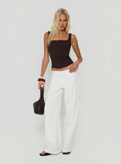 Agazia No Waist Low Rise Straight Pants Weiß