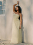 South Of France Sheer Maxi Dress Yellow Petite