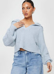 Wester Ribbed Sweater Blue Princess Polly  Cropped 