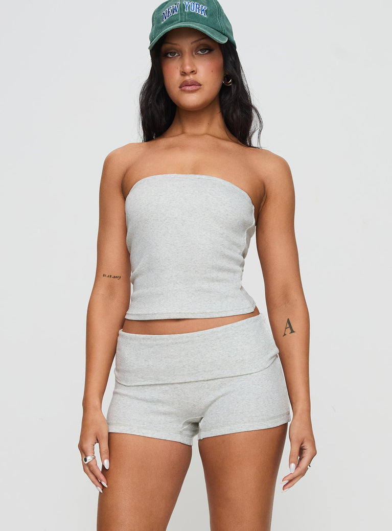 Baseline Low Rise Rib Shorts Grey Marle