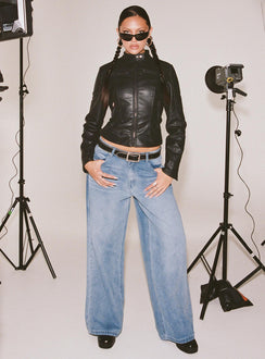 product Princess Polly High Waisted  Naylor Wide Leg Jeans Light Wash Denim