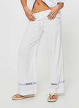 Princess Polly mid-rise  Sun Time Pants White / Blue