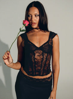 product Princess Polly Sleeveless High Neck  Some Like It Hot Lace Corset Onyx