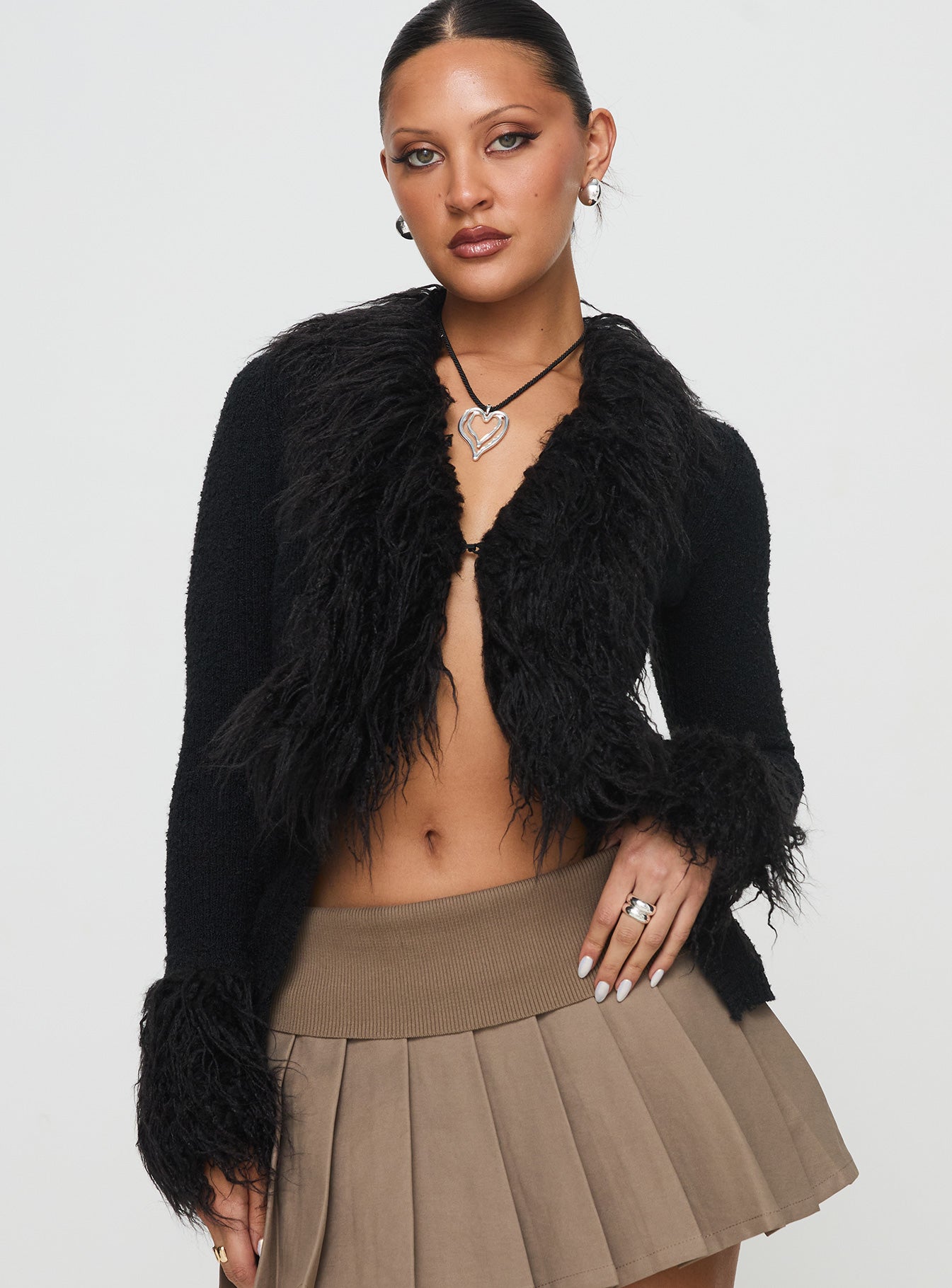 product Princess Polly Sistine Cardigan Black Longline Jumpers 