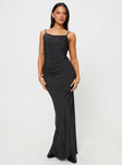 Front view of model wearing  front Princess Polly High Neck  Damelio Low Back Maxi Dress Black