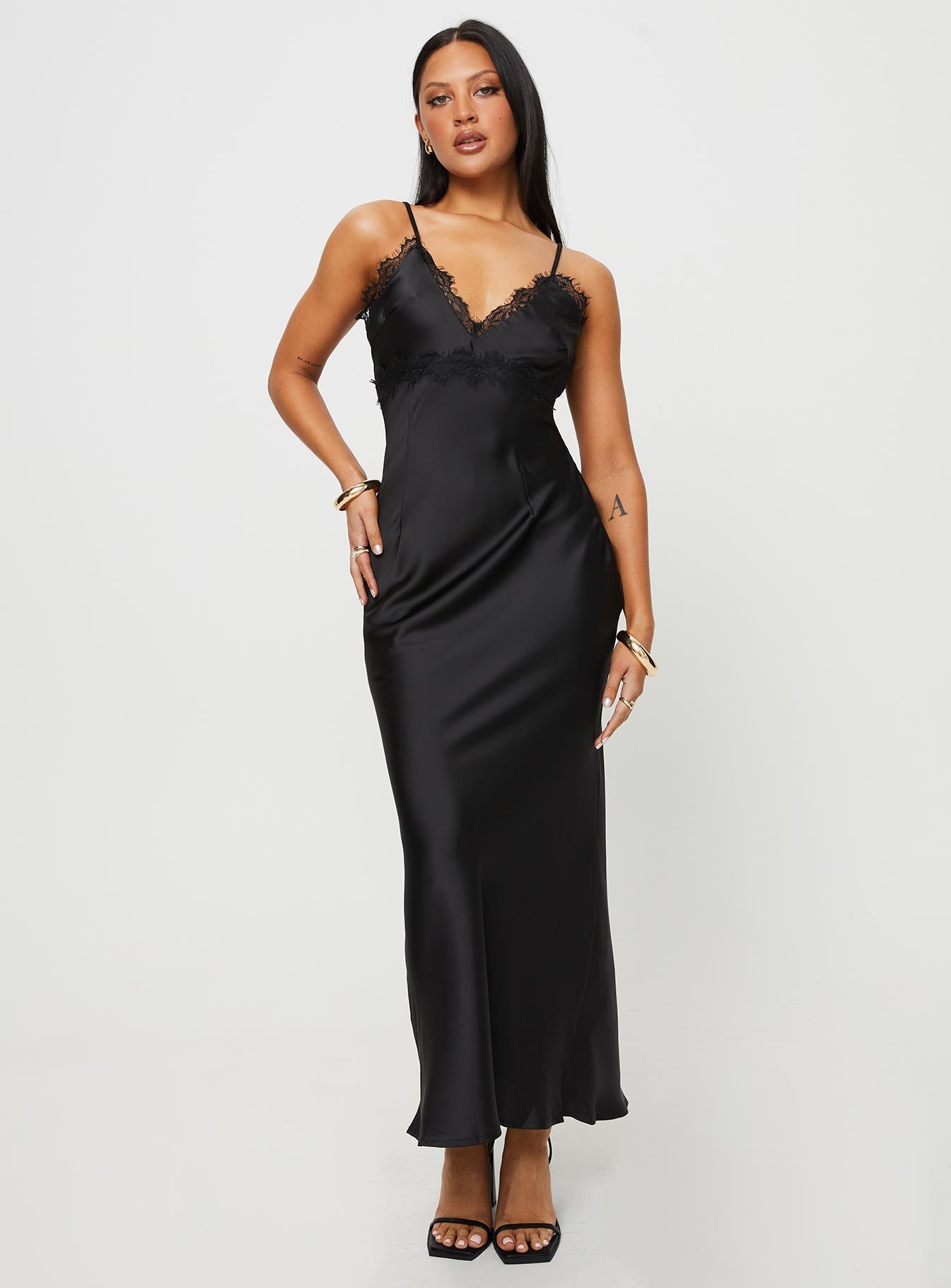 product Princess Polly Asymmetric Neckline  Sanz Maxi Dress Black