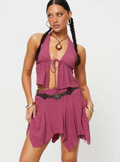 Front view of model wearing  front Daco Mini Skirt Rose Princess Polly  Mini Skirts 