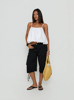 Hudsen Longline Cargo-Shorts in verwaschenem Schwarz