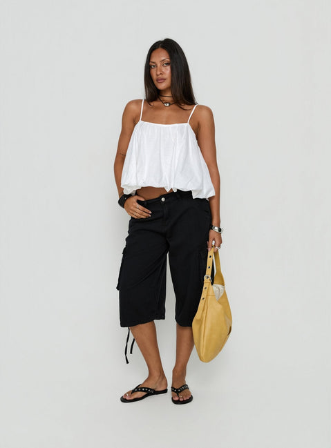 Hudsen Longline Cargo-Shorts in verwaschenem Schwarz