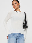 Front view of model wearing  front Princess Polly Full Sleeves High Neck  Wexley Long Sleeve Top White