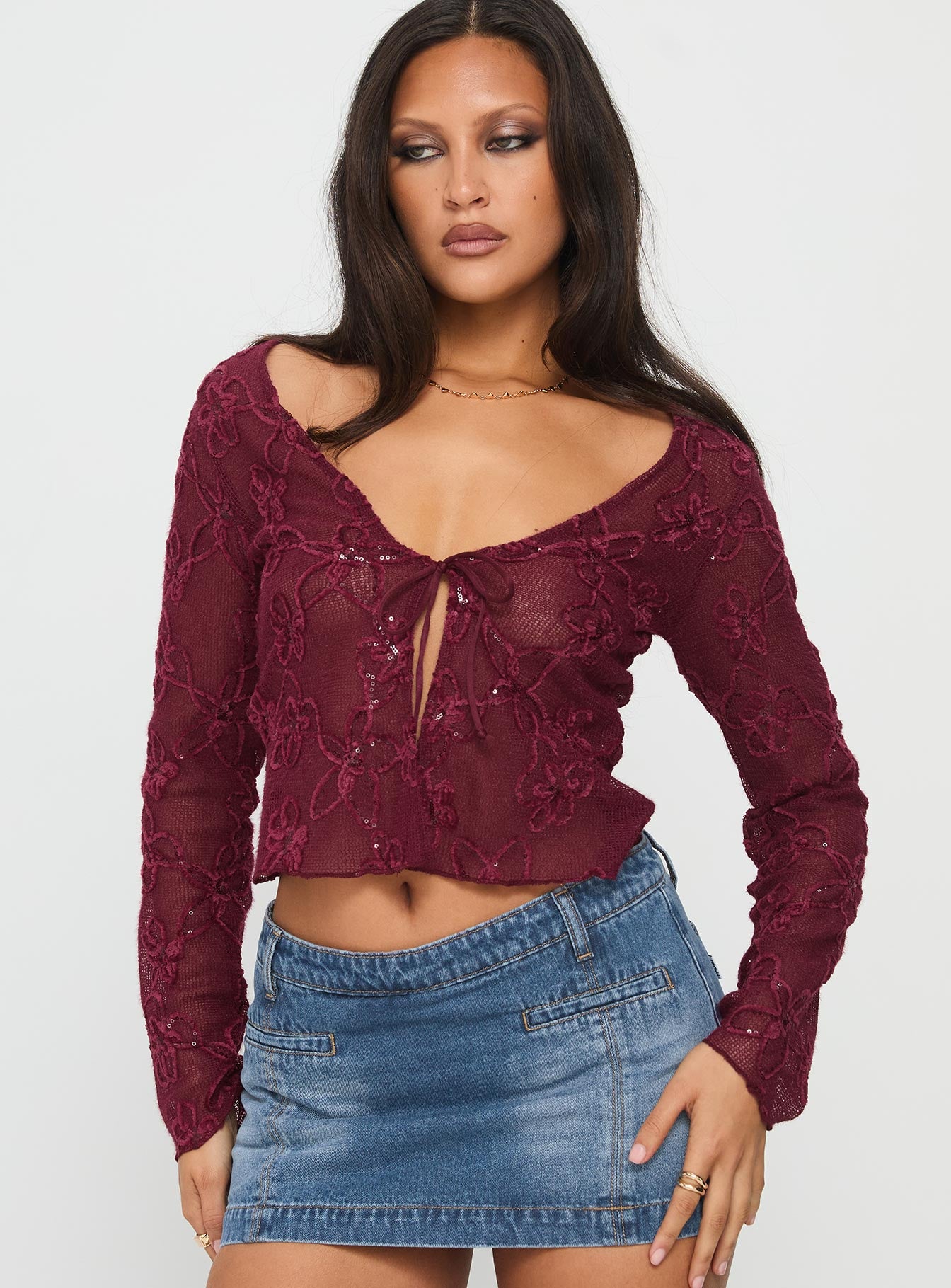 Sukita Long Sleeve Top Burgundy