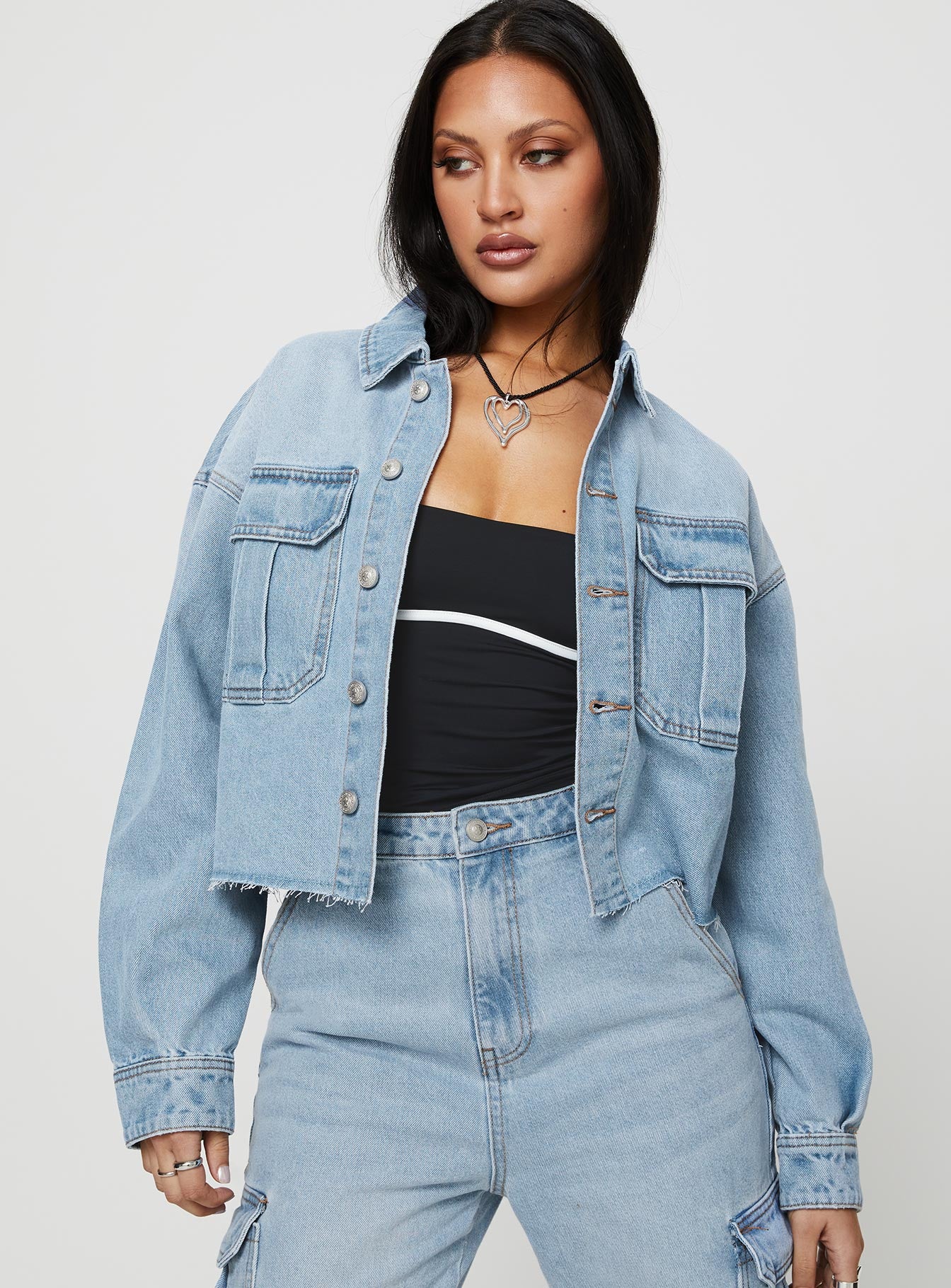 Mid wash denim jacket best sale