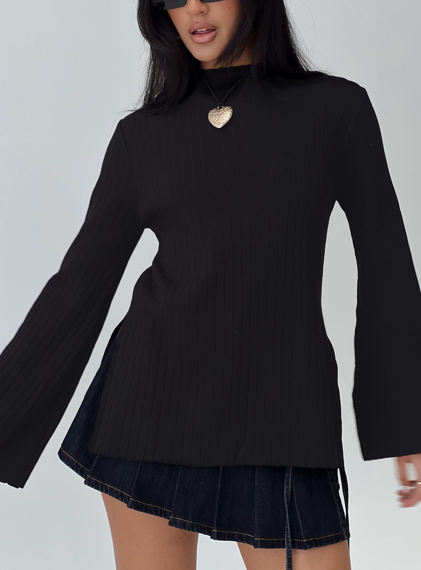 product Allen Ribbed Sweater Black Princess Polly  Long 