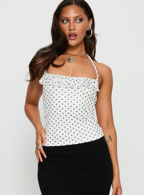 Days Of Summer Ruffle Top White Polka