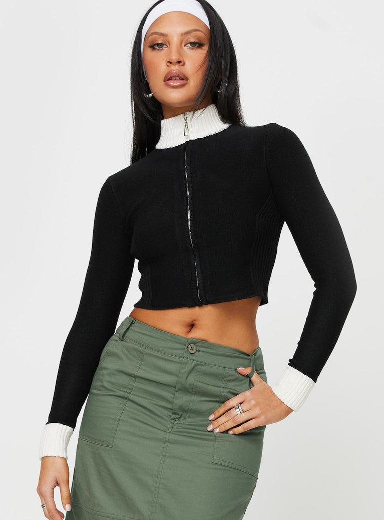 product Meggie Polo Knit Sweater Black Princess Polly  Cropped 