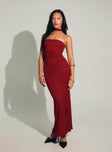 front view of model wearing Princess Polly Melantha Strapless Maxi Dress Red Straight Neck 