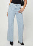 Princess Polly High Rise  Arlington Straight Leg Denim Jeans Light Wash