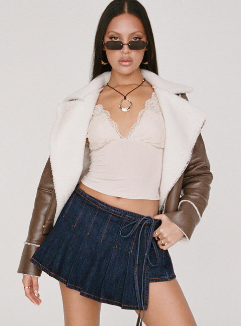 product Camelia Pleat Mini Dark Denim Princess Polly  Mini Skirts 