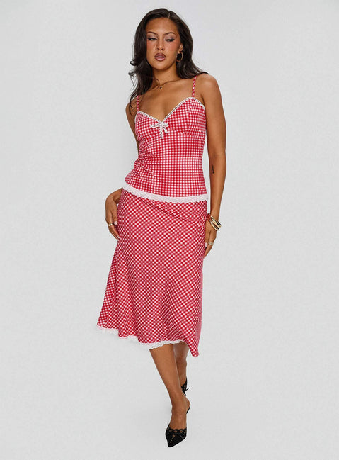 Love In London Set Red Check