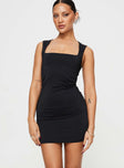 Princess Polly Square Neck  Manon Mini Dress Black