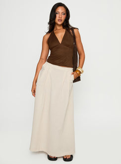   front view of model wearing Princess Polly Bohemian Spirit Maxi Skirt Beige Maxi 