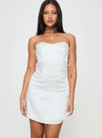 front view of model wearing Princess Polly Lorah Corset Mini Dress White Sweetheart Neckline 