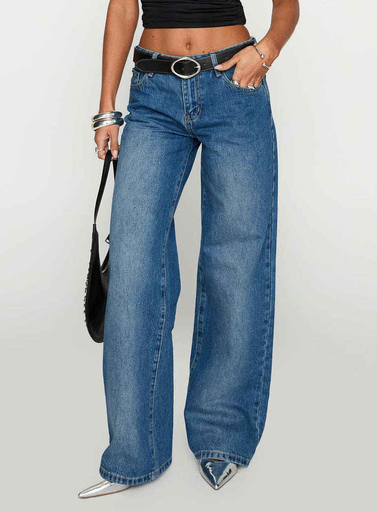 On Sunset Mid Rise Straight Leg Jeans Dark Wash