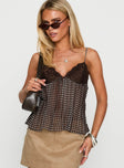 Zami Pleat Top Brown Polka