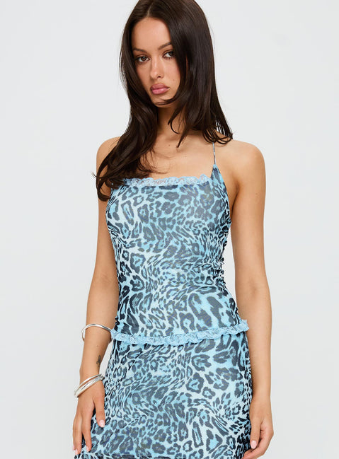 Inner Beauty Top Blue Leopard