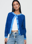 front view of model wearing Princess Polly Oak Meadow Cardigan Blue 