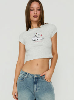 Schwanentanz-Grafik-Baby-T-Shirt Grau meliert